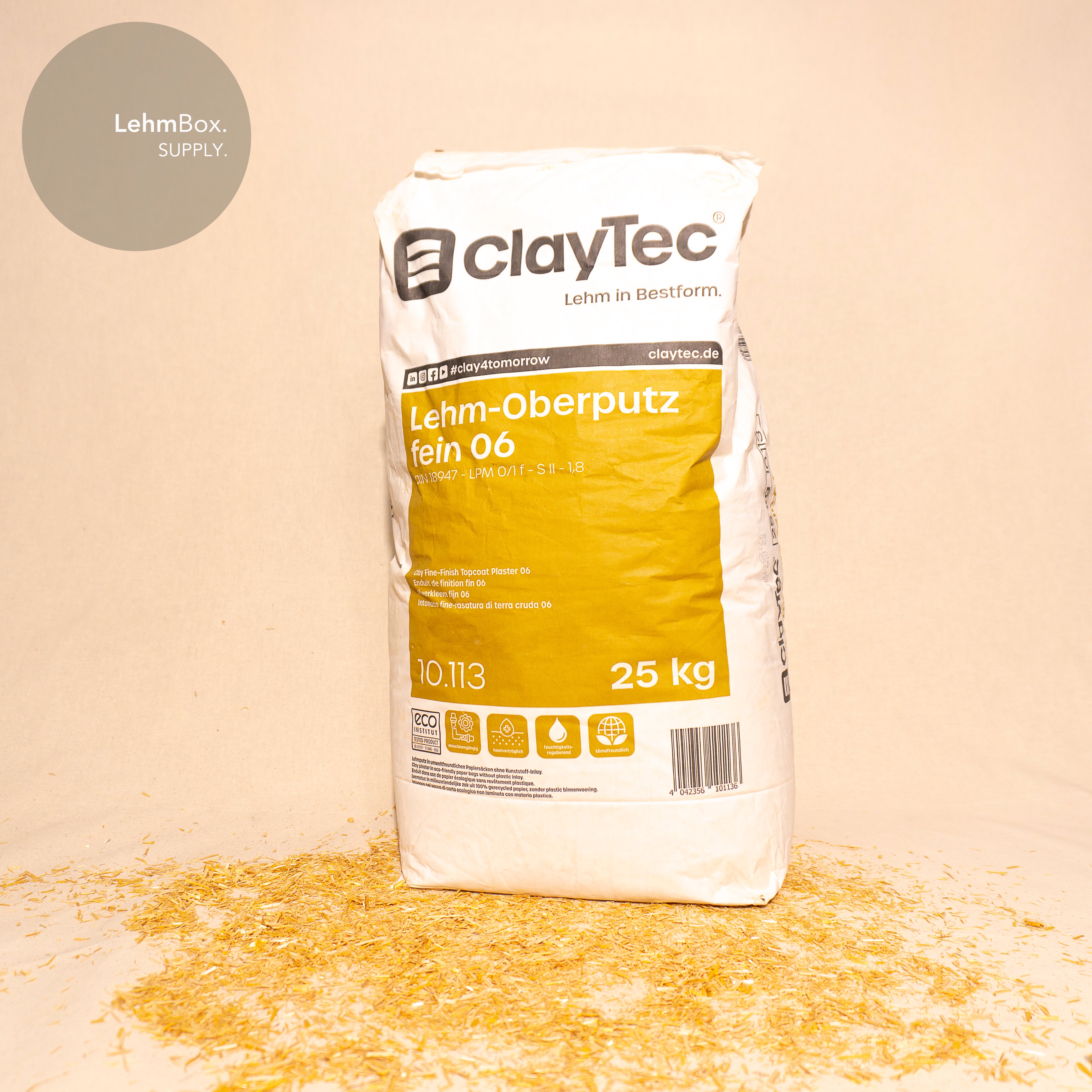 CLAYTEC Lehm-Oberputz FEIN 06, trocken, 25kg/Sack