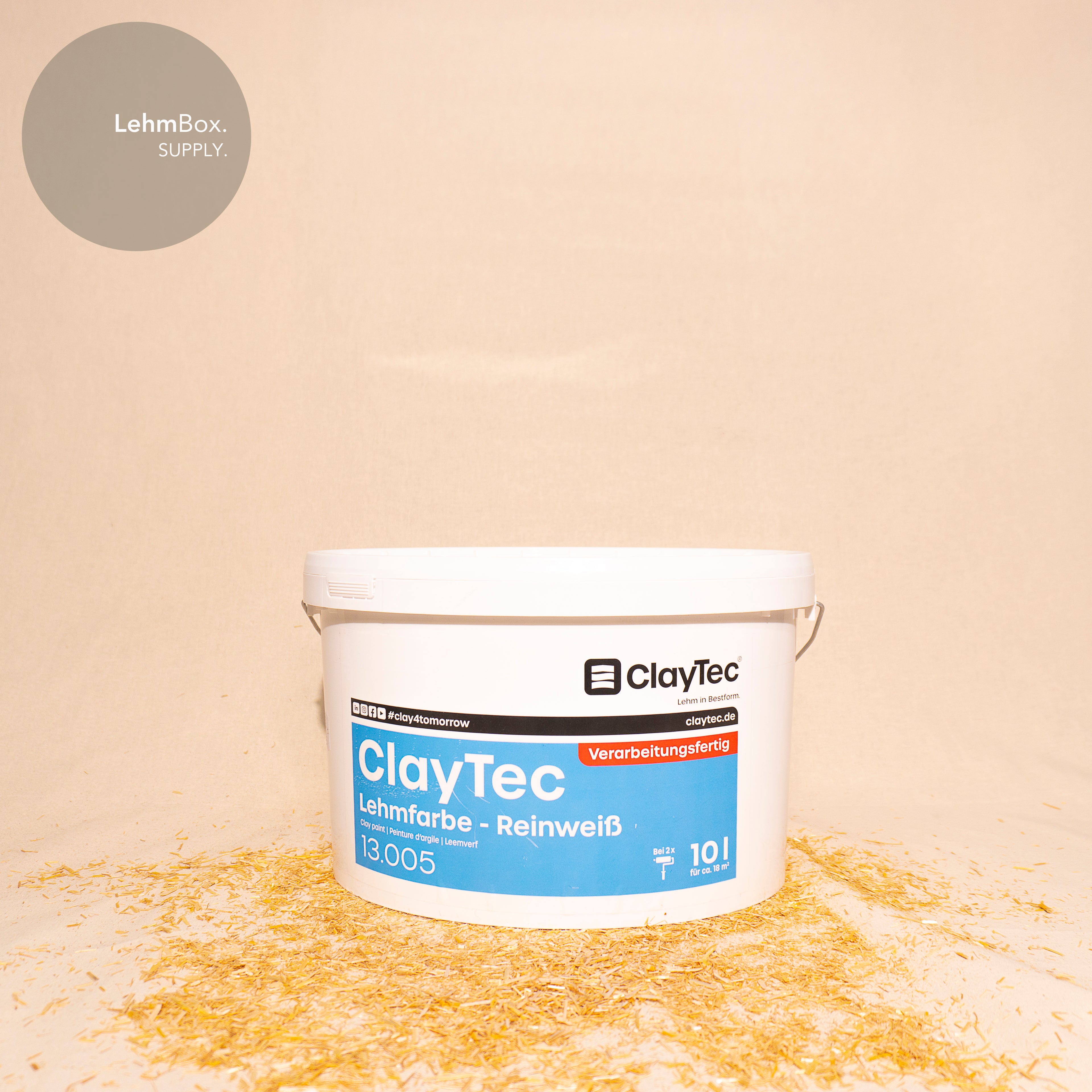 CLAYTEC Lehmfarbe Reinweiß 10 l, verarbeitungsfertig