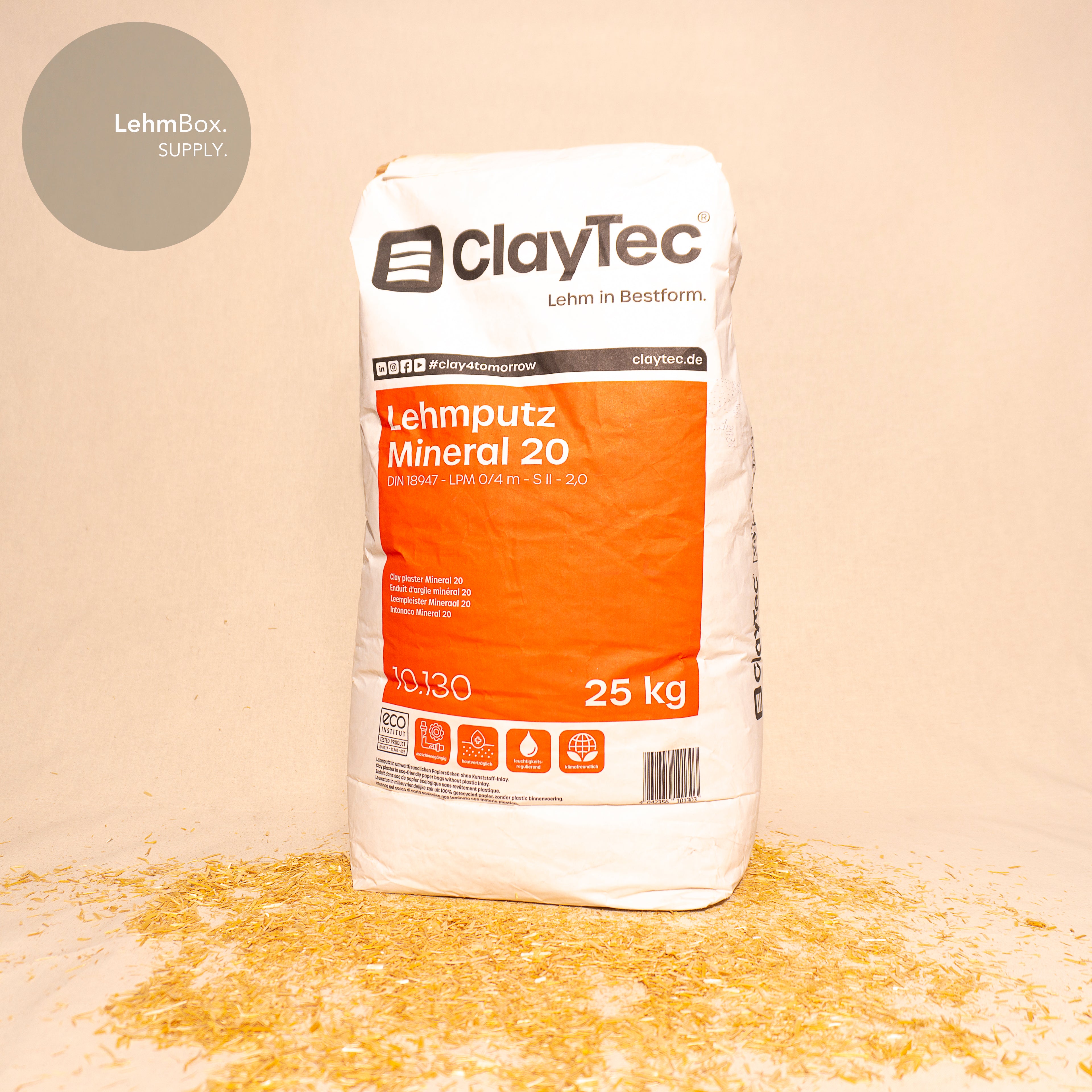 CLAYTEC Lehmputz Mineral 20, trocken, 25kg/Sack