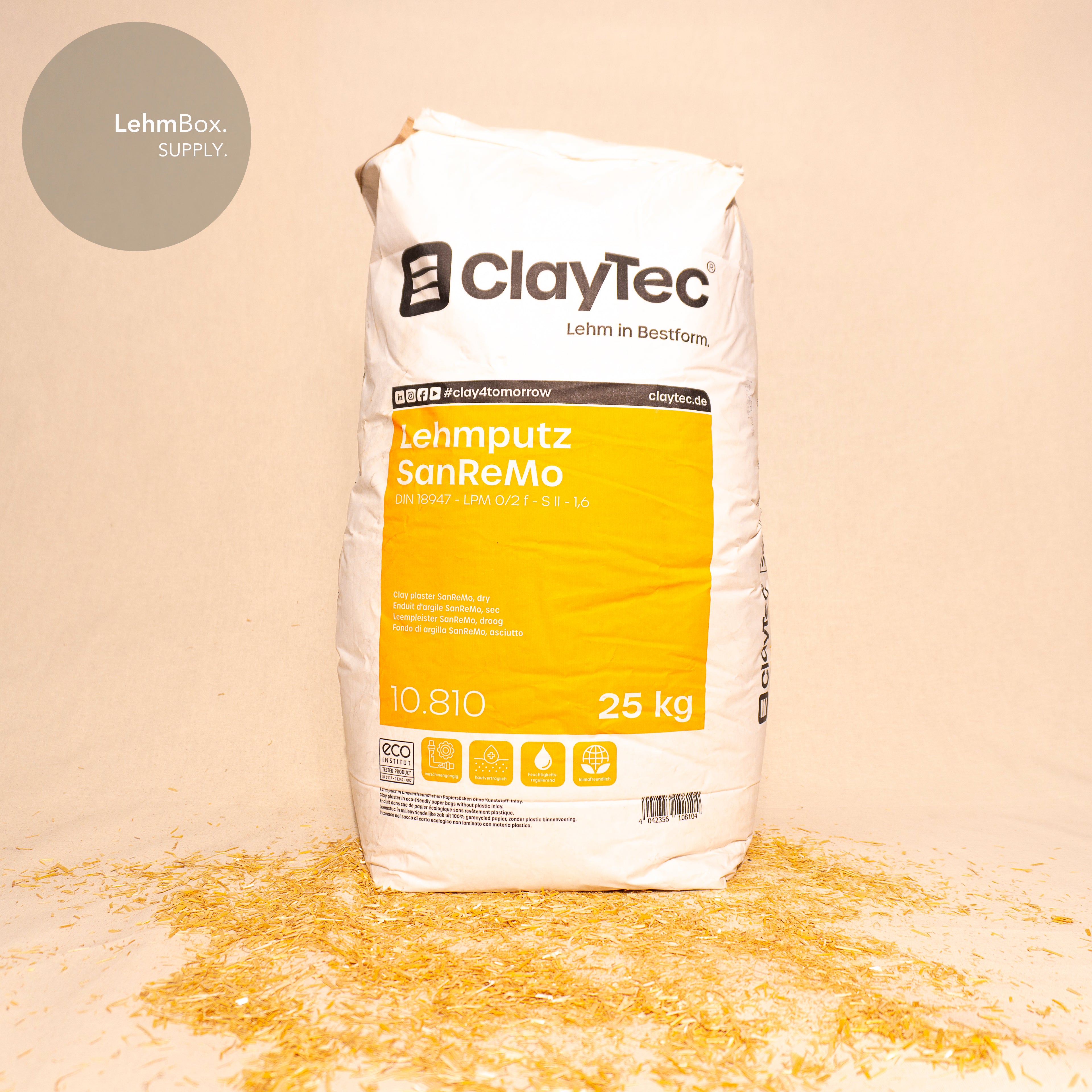 CLAYTEC Lehmputz SanReMo, trocken, 25kg/Sack