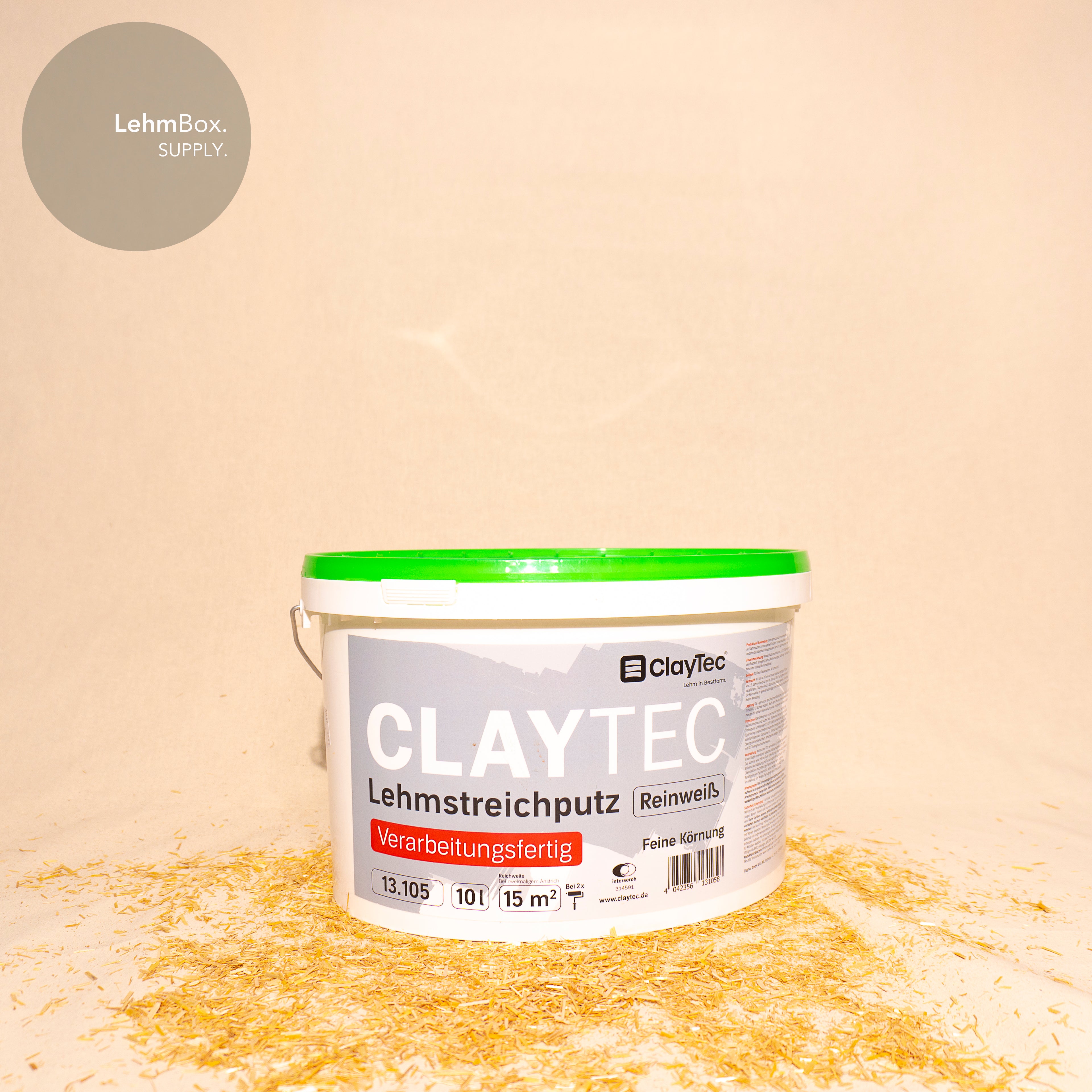 CLAYTEC Lehmstreichputz Reinweiß 10 l,verarbeitungsfertig