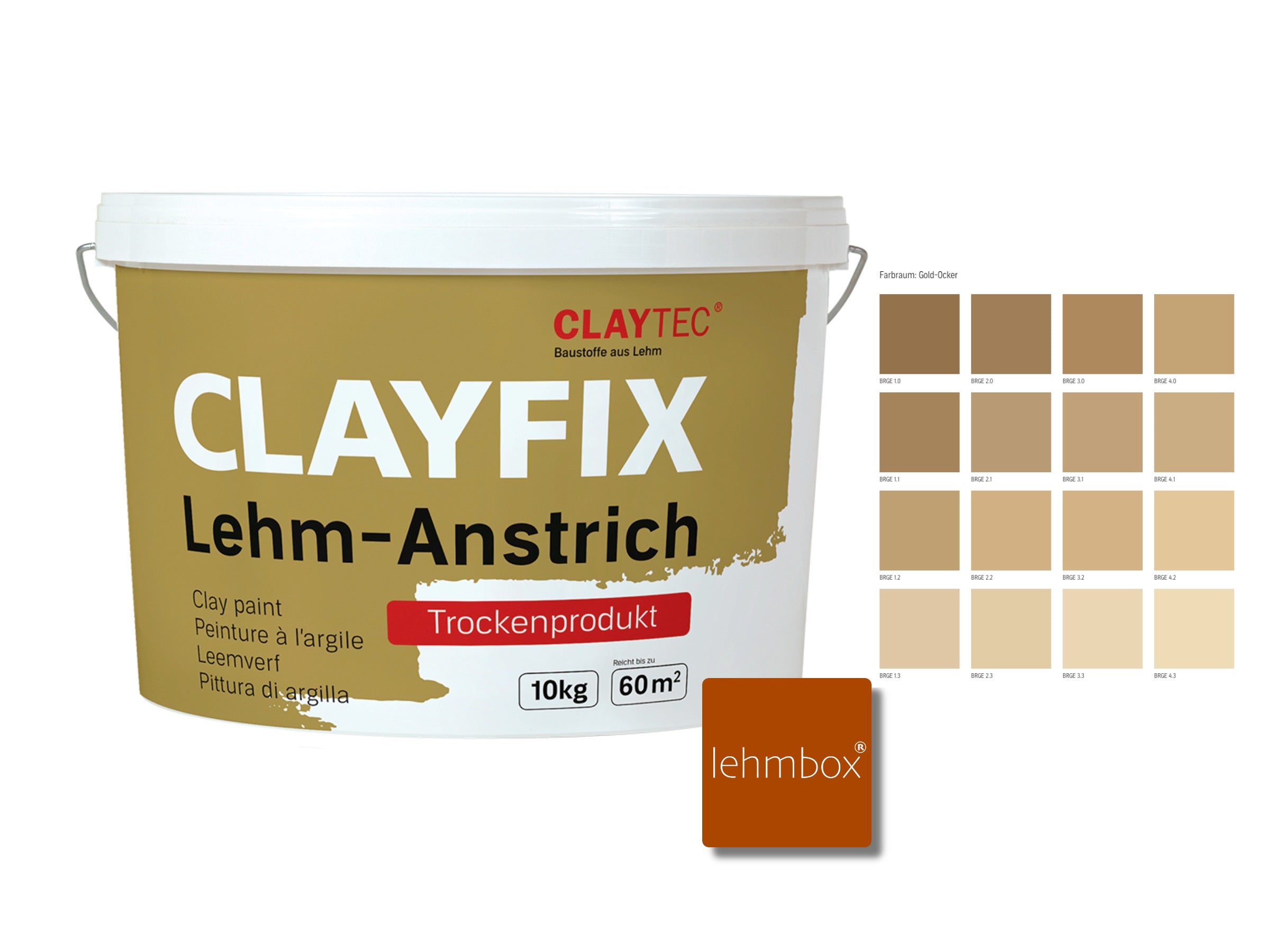 Lehmfarbe - CLAYFIX Lehm-Anstrich Gold-Ocker 10 Kg