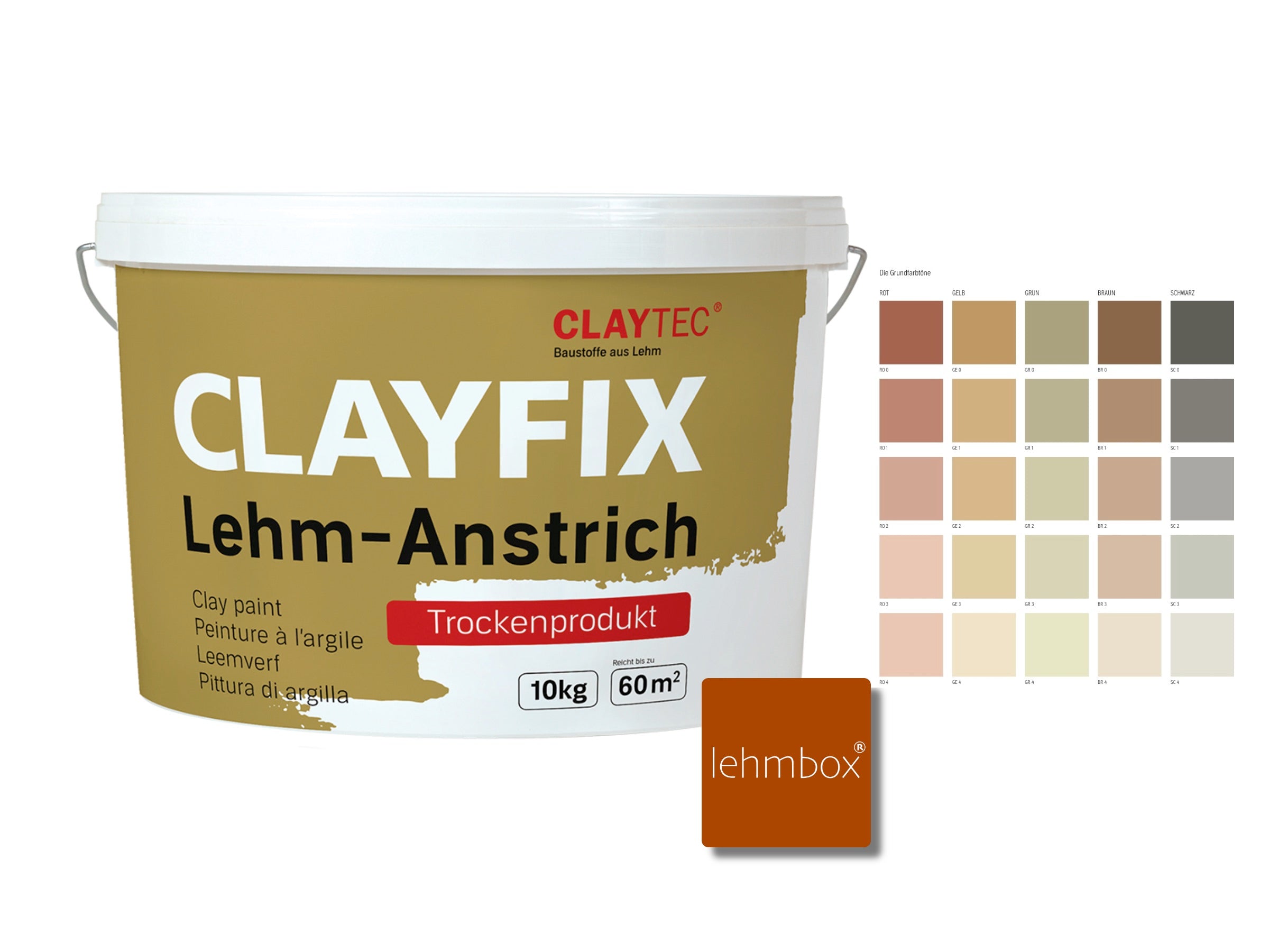 Lehmfarbe - CLAYFIX Lehm-Anstrich Grundfarbtöne 10 Kg