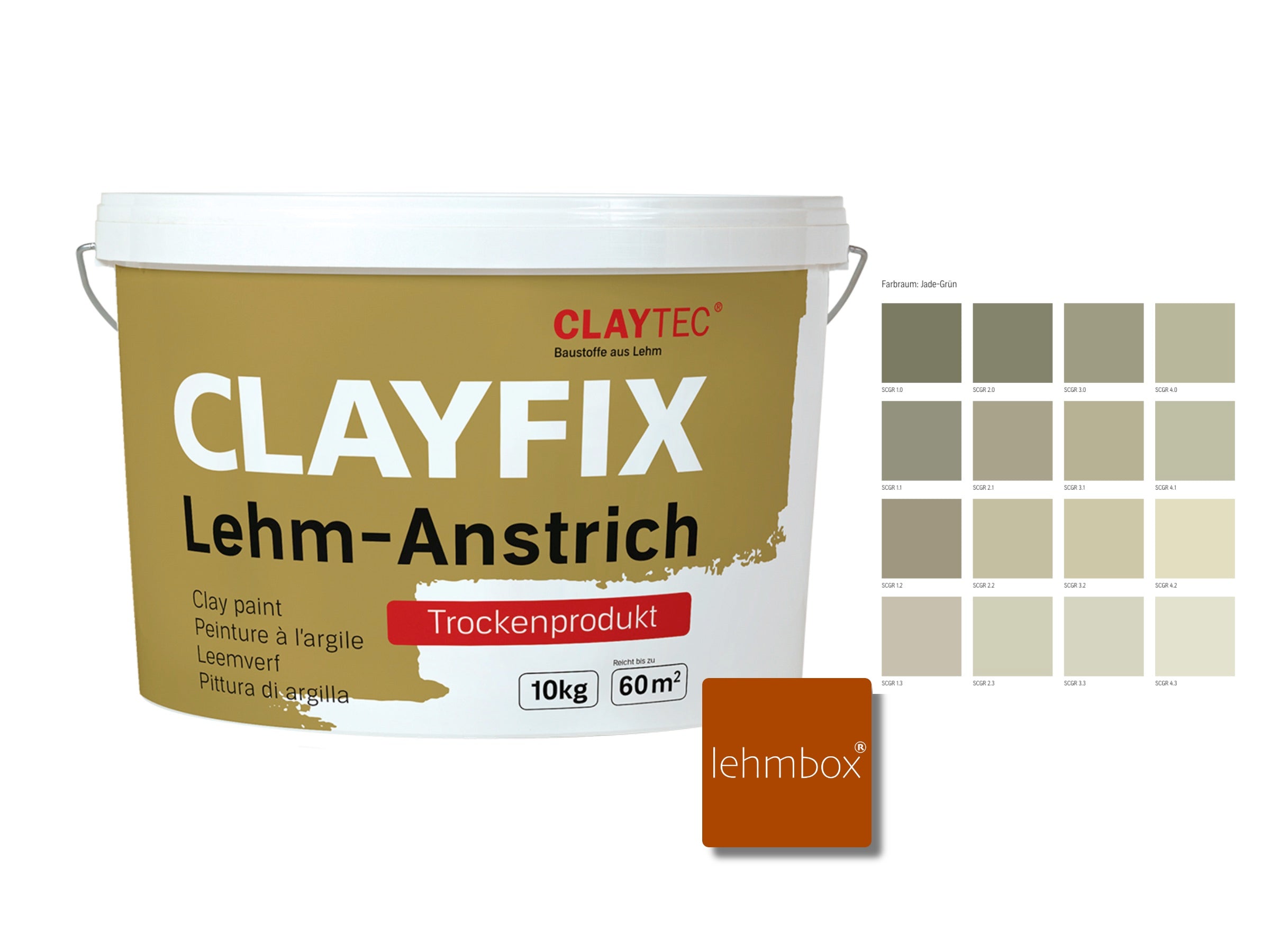 Lehmfarbe - CLAYFIX Lehm-Anstrich Jade-Grün 10 Kg