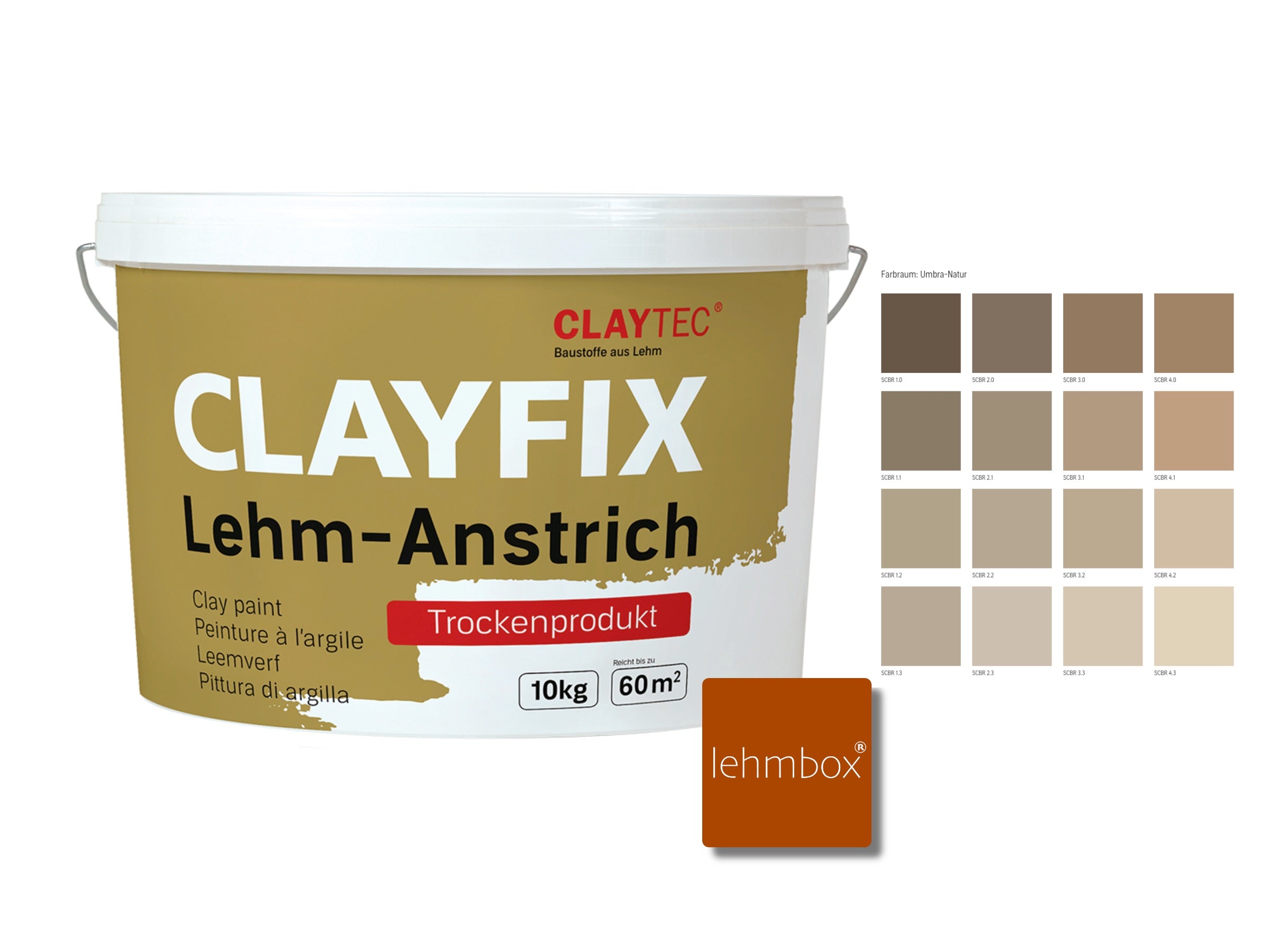 Lehmfarbe - CLAYFIX Lehm-Anstrich Umbra-Natur 10 Kg