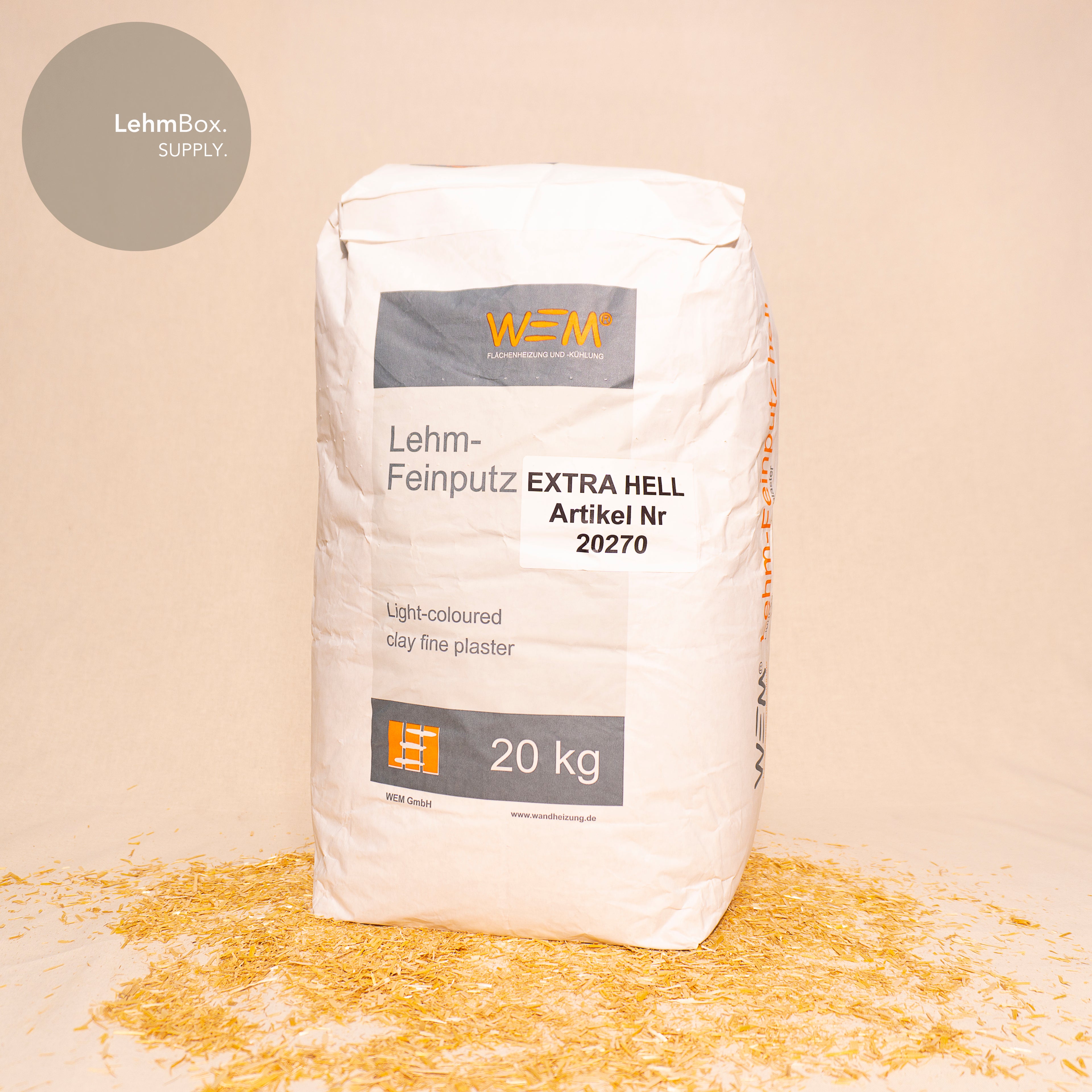 WEM Lehm-Feinputz extrahell, trocken, 20kg/Sack