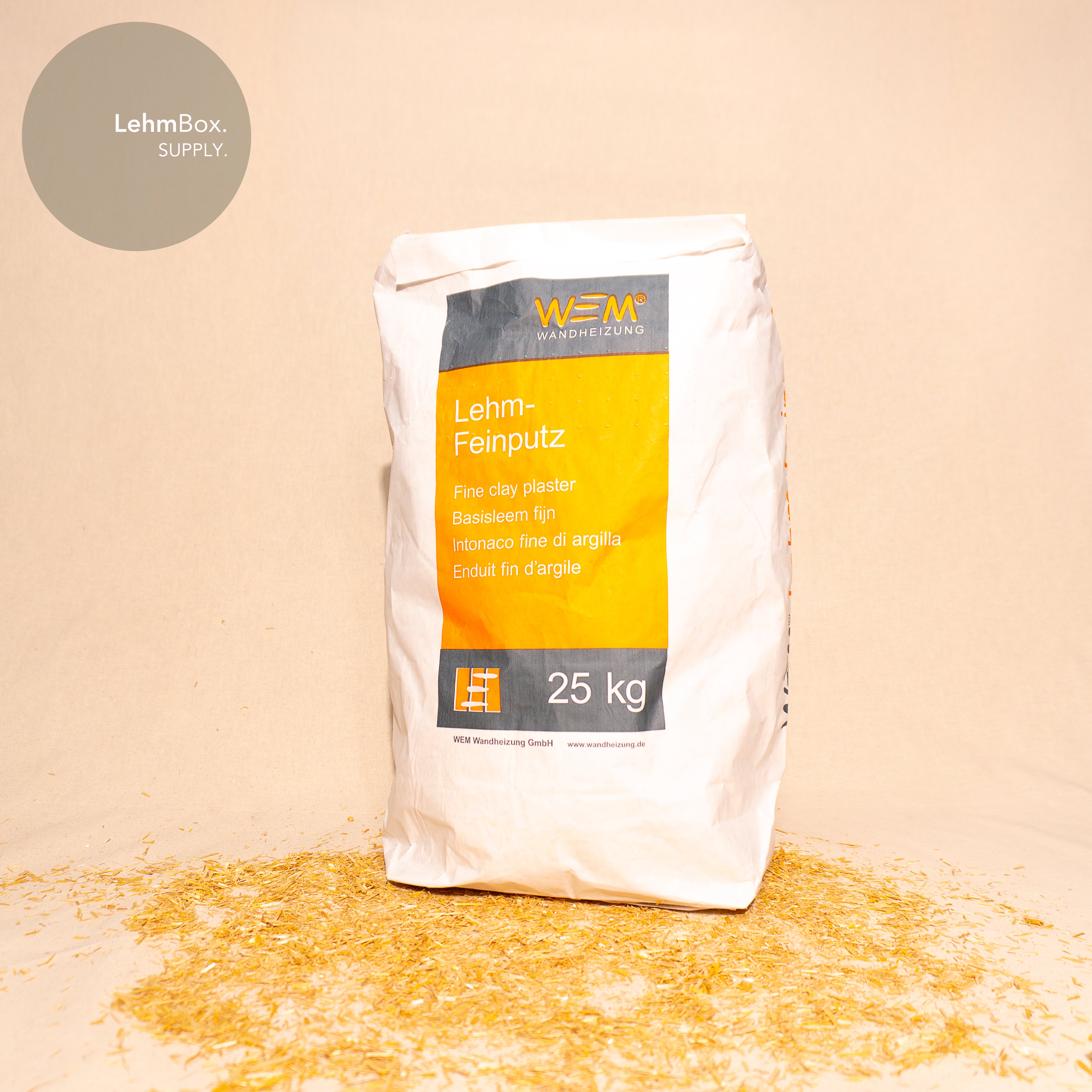 WEM Lehm-Feinputz, trocken, 25kg/Sack