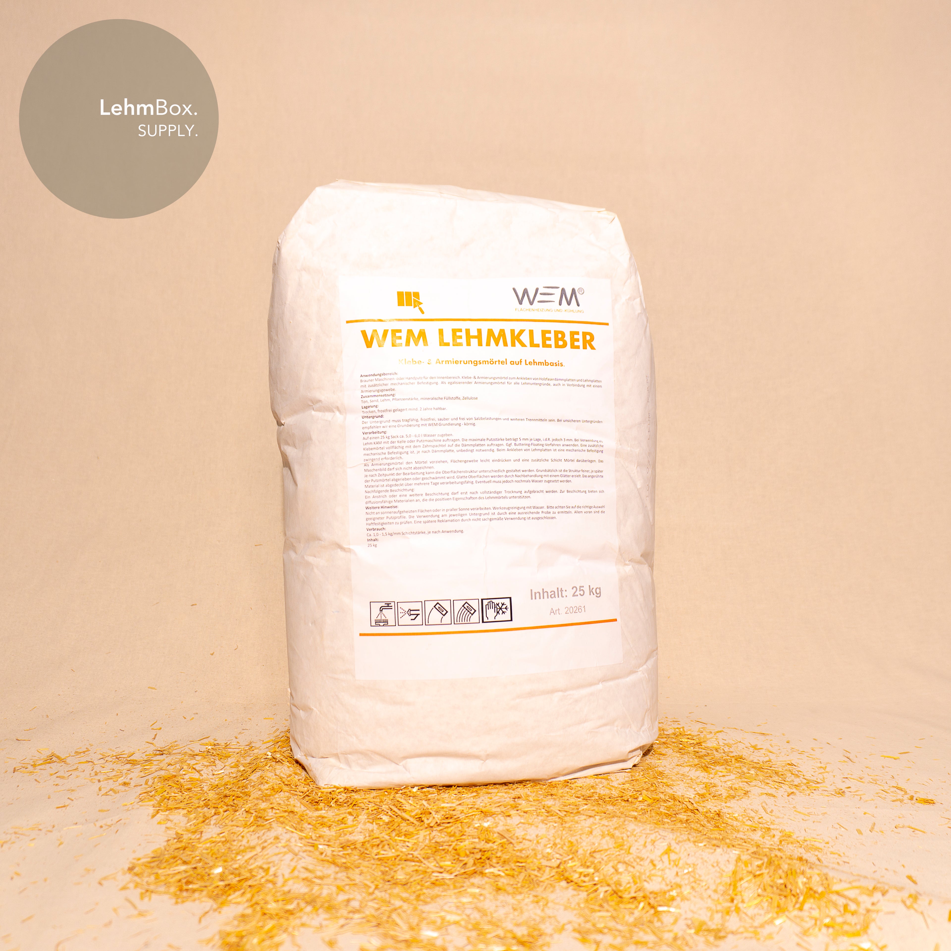 WEM Lehmkleber, Klebe- und Armierungsmörtel, trocken, 25kg/Sack