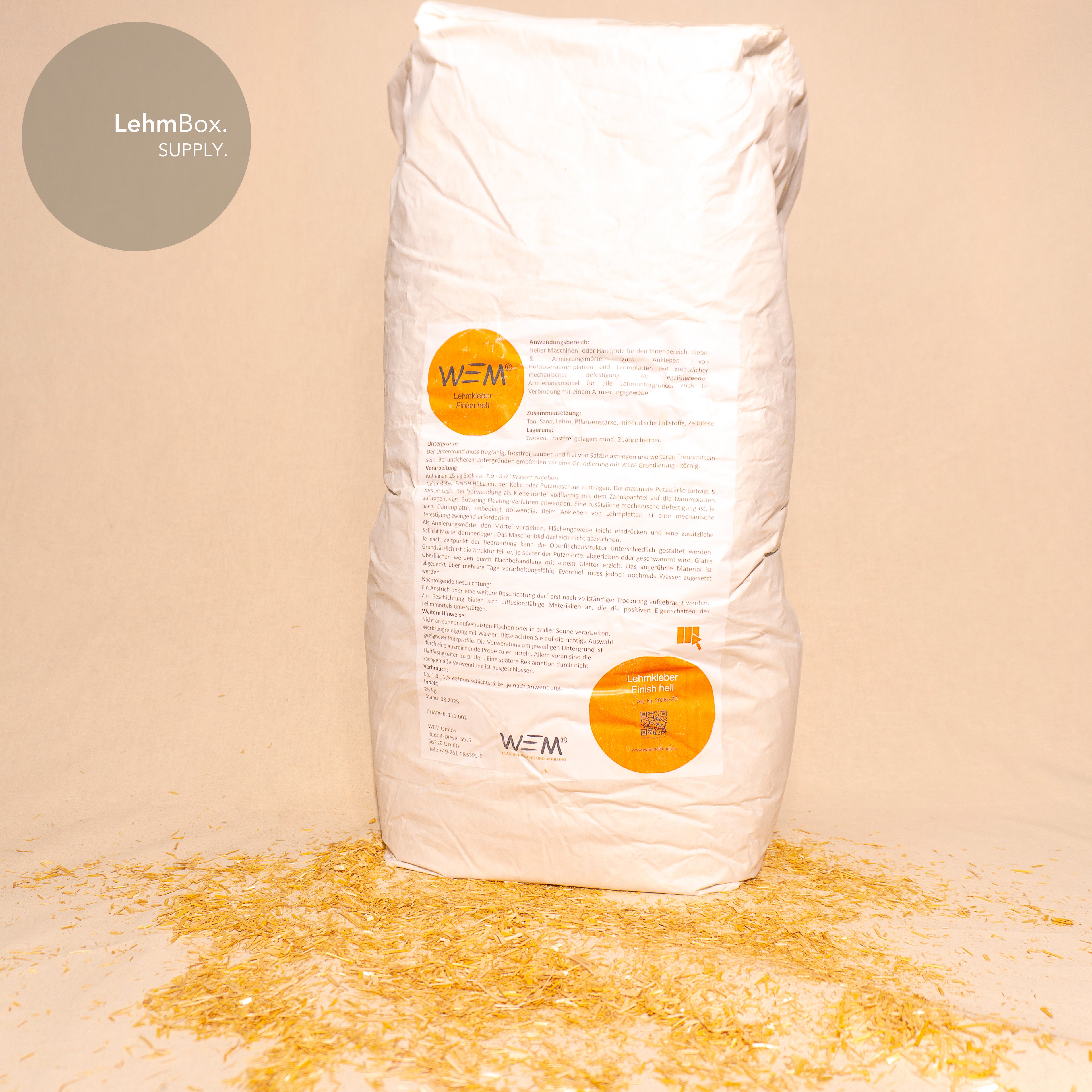 WEM Lehmkleber Finish Hell, Klebe- und Armierungsmörtel, trocken, 20kg/Sack